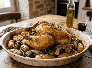 Poulet rôti aux cèpes et pommes de terre : la recette de famille
