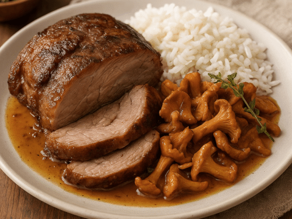 Rôti d&rsquo;échine de porc aux chanterelles : La recette tendre
