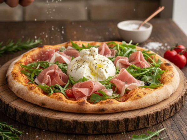 Véritable Pizza Italienne à la Burrata et Jambon Cru : le secret de la pâte lente
