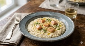 Lire la suite à propos de l’article Risotto au saumon : le secret pour une texture ultra crémeuse