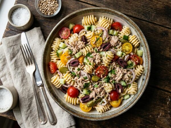 Salade de pâtes thon mayonnaise ultra gourmande : recette originale, facile et savoureuse
