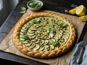Lire la suite à propos de l’article Tarte fine aux courgettes, ricotta et zestes de citron : recette gourmande et parfumée