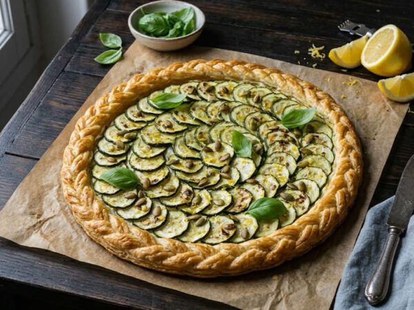 Tarte fine aux courgettes, ricotta et zestes de citron : recette gourmande et parfumée